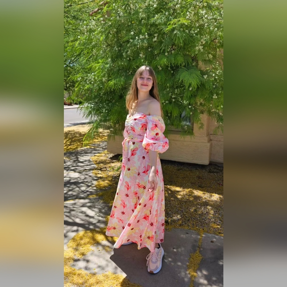 Floral Maxi Sundress With Puffy Sleeves
